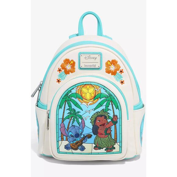 Loungefly Disney Lilo & Stitch Stained Glass Portrait Mini Backpack Boxlunch - Picture 1 of 8